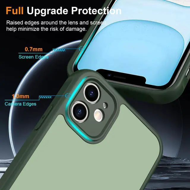 Alt view image 3 of 7 - for iPhone 11 Case Matte Dual-Tone Non-Slip Anti-Fingerprint Slim Design with Screen Protector Hybrid Soft TPU Bumper Hard PC Back Protective Phone case for iPhone 11 Green