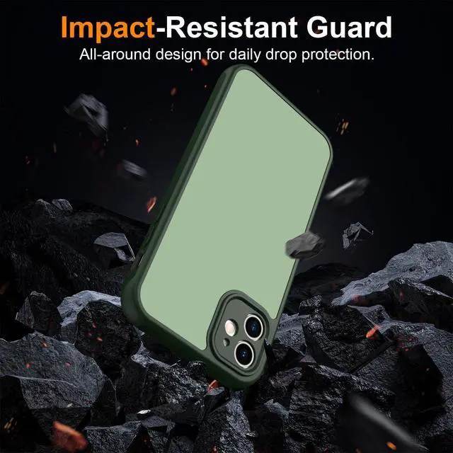 Alt view image 4 of 7 - for iPhone 11 Case Matte Dual-Tone Non-Slip Anti-Fingerprint Slim Design with Screen Protector Hybrid Soft TPU Bumper Hard PC Back Protective Phone case for iPhone 11 Green