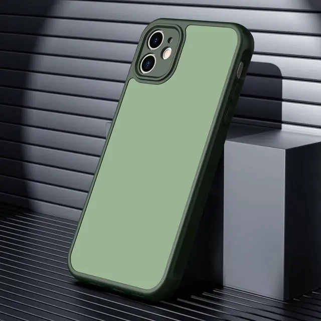Alt view image 5 of 7 - for iPhone 11 Case Matte Dual-Tone Non-Slip Anti-Fingerprint Slim Design with Screen Protector Hybrid Soft TPU Bumper Hard PC Back Protective Phone case for iPhone 11 Green