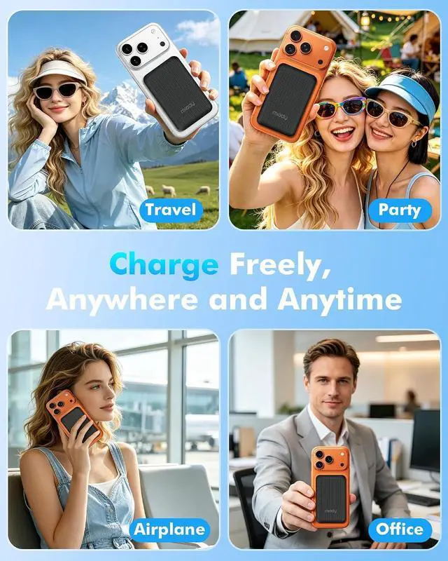 Alt view image 7 of 7 - Magnetic Portable Charger Power Bank for iPhone 5000mAh | 5W Mini MagSafe-Compatible Portable Charger for iPhone 17/16/15/14/13/12 12W USB-C Charging Battery Pack