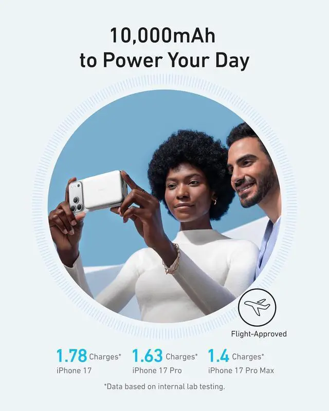 Alt view image 5 of 6 - MagGo Power Bank 10 000mAh Qi2-Certified 15W Portable Charger | Portable MagSafe compatible ergonomic design for iPhone 15/16/17 series AirPods and more