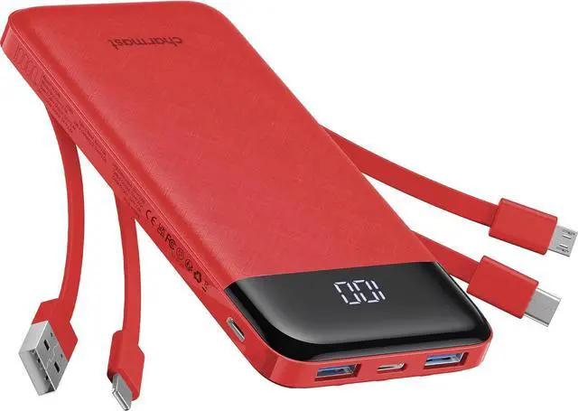 Main image of Portable Charger with Built-in Cables X 4 Portable Phone Charger | 10000mAh USB C Battery Pack for All Phones Tablets Cables Reinforced Charge 6 Devices at Once for Women Teens Students