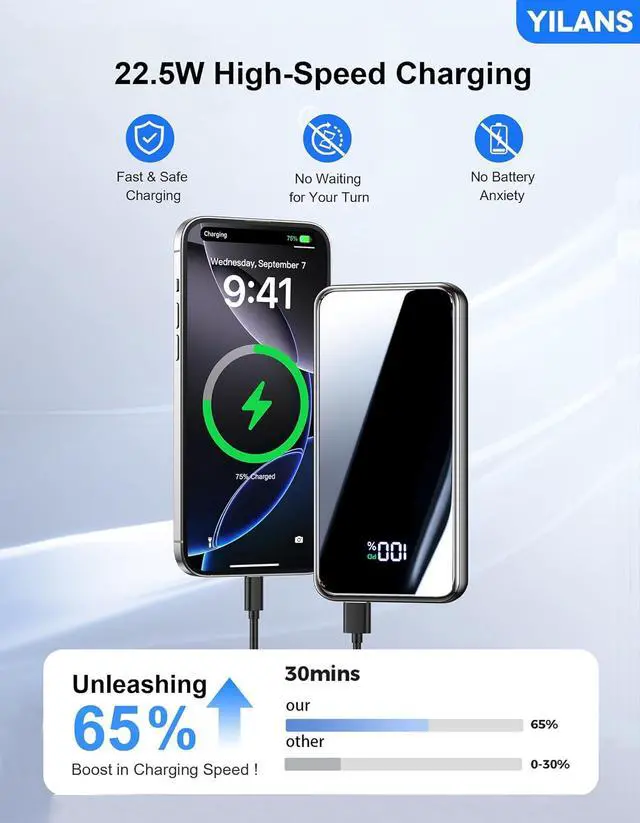 Alt view image 6 of 7 - Portable Charger 50000mAh 22.5W Power Bank with Built-in 4 Cables | Charges 6 Devices Fast Charging Travel Essential External Battery Phone Pack for iPhone 17-12 for /Android/iPad