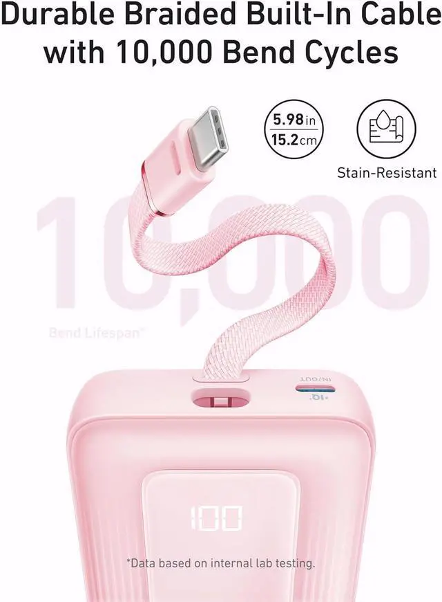 Alt view image 3 of 7 - Zolo Power Bank 20 000mAh 30W Portable Charger with Built-in USB-C | High-Speed Charging for iPhone 17 / 16 / 15 Series Galaxy and More
