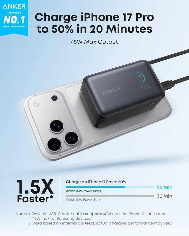 Alt view image 2 of 7 - Nano Power Bank 45W 10 000mAh Portable Charger iPhone Battery Pack | Built-In Retractable USB-C Cable for iPhone 17 / 16 Series iPad Galaxy Pixel and More Compact Travel Design