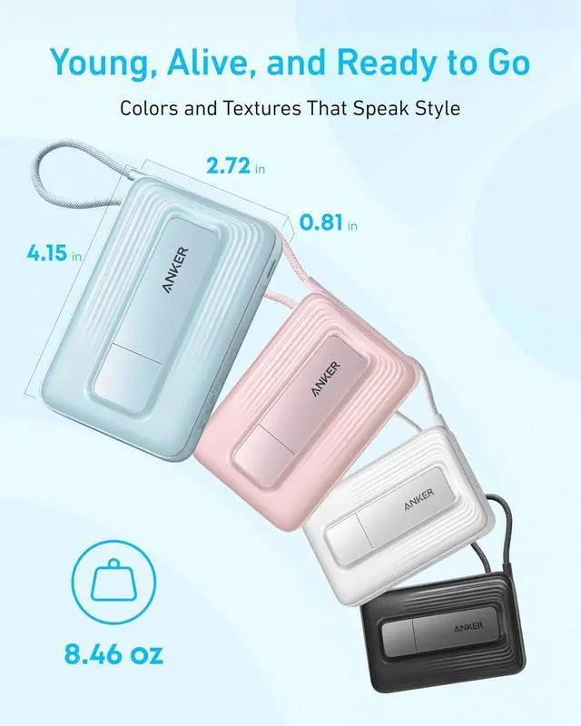 Alt view image 2 of 6 - Zolo Magnetic Power Bank 10 000mAh Wireless Portable Charger | Magnetic Battery Pack with 30W Max Fast Charging Built-in USB-C Cable and Adjustable Stand for iPhone 17/16/15 Series
