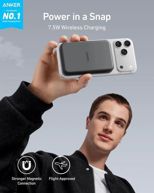 Alt view image 2 of 6 - 621 MagGo Power Bank 5 000mAh Magnetic Portable Charger | Travel Essential Battery Pack with USB-C Cable Compatible with iPhone 16 / 15 / 14 / 13 / 12 Series
