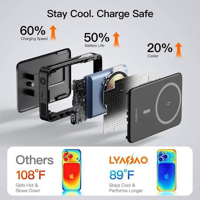 Alt view image 5 of 7 - No More Forget Cables! 10000mAh Ultra Slim Magnetic Power Bank Built-in USB-C & iPhone Cable 20W Portable Charger with Foldable Stand for iPhone 17/16/15/14/13/12 Series