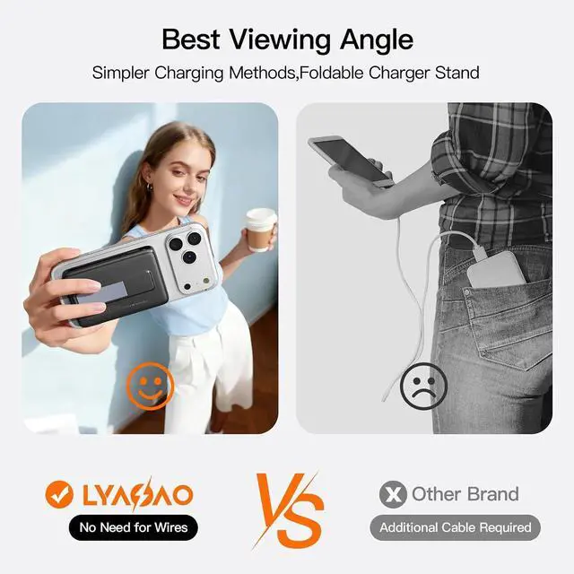 Alt view image 7 of 7 - No More Forget Cables! 10000mAh Ultra Slim Magnetic Power Bank Built-in USB-C & iPhone Cable 20W Portable Charger with Foldable Stand for iPhone 17/16/15/14/13/12 Series
