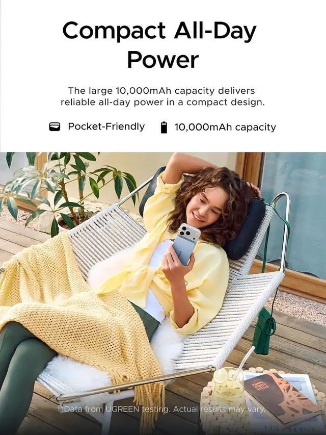 Alt view image 5 of 7 - Magflow Air 10000mAh Qi2 15W Wireless Power Bank Built-in Cable | 30W PD wired & Qi2 15W wireless. MagSafe compatible. Built-in USB-C cable for iPhone