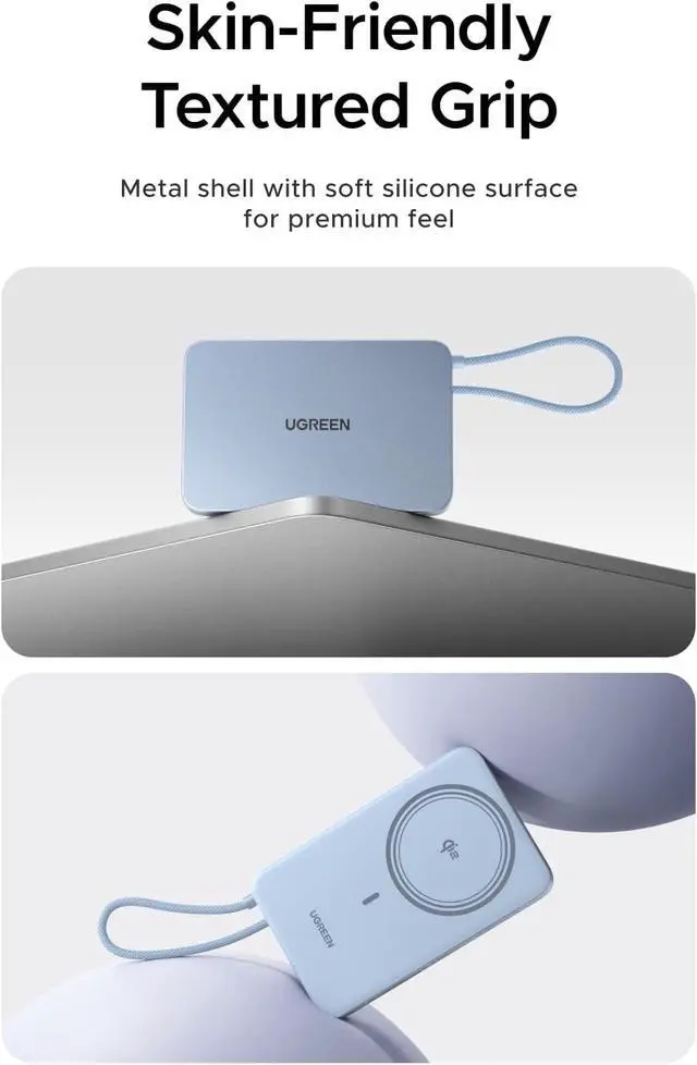 Alt view image 7 of 7 - Magflow Air 10000mAh Qi2 15W Wireless Power Bank Built-in Cable | 30W PD wired & Qi2 15W wireless. MagSafe compatible. Built-in USB-C cable for iPhone