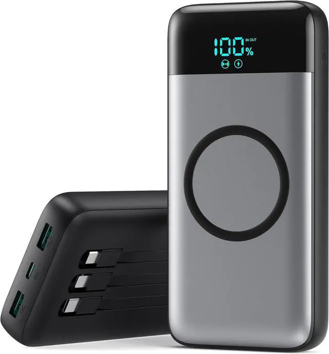 Main image of Wireless Portable Charger 40800mAh with 3 Built-in Cables 7-in-1 15W Wireless Charging Power Bank 25W PD QC 4.0 Fast Charging USB C Travel Essentials Battery Pack for iPhone 17/16/15/14 Galaxy Android