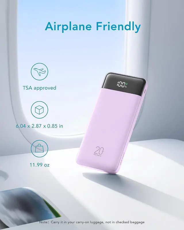 Alt view image 5 of 7 - Portable Charger Built-in Cables 20000mAh Power Bank 6-Output | Travel Fast Charging Battery Pack for iPhone 17/16/15 Android Flight-Approved Multi-Device USB-C & USB-A LED %