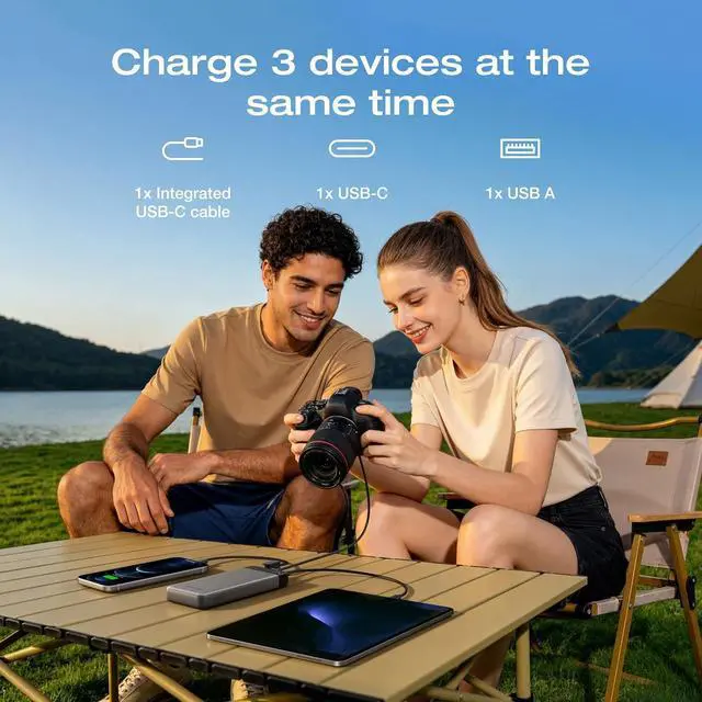 Alt view image 4 of 7 - Rapid 20000mAh Power Bank 45W Max Fast Charging Portable Phone Charger Built in USB C Cable and USB-C&A Port Digital Display Battery Bank for iPhone 17/16/15 Series S23 ipad 11