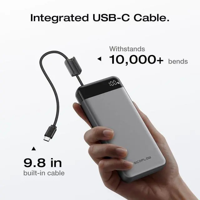Alt view image 5 of 7 - Rapid 20000mAh Power Bank 45W Max Fast Charging Portable Phone Charger Built in USB C Cable and USB-C&A Port Digital Display Battery Bank for iPhone 17/16/15 Series S23 ipad 11