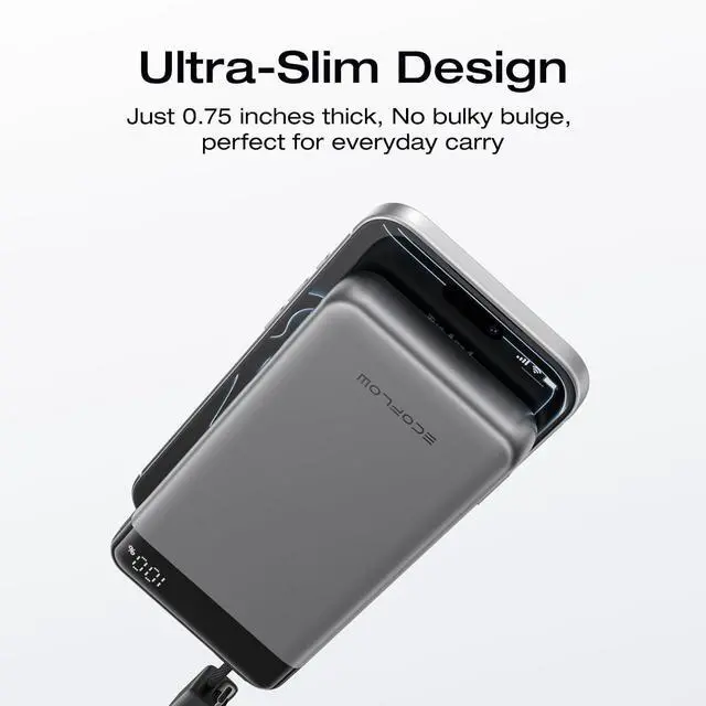Alt view image 7 of 7 - Rapid 20000mAh Power Bank 45W Max Fast Charging Portable Phone Charger Built in USB C Cable and USB-C&A Port Digital Display Battery Bank for iPhone 17/16/15 Series S23 ipad 11