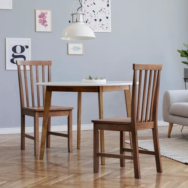 Alt view image 4 of 6 - Set of 2 Dining Chairs with Solid Wooden Legs