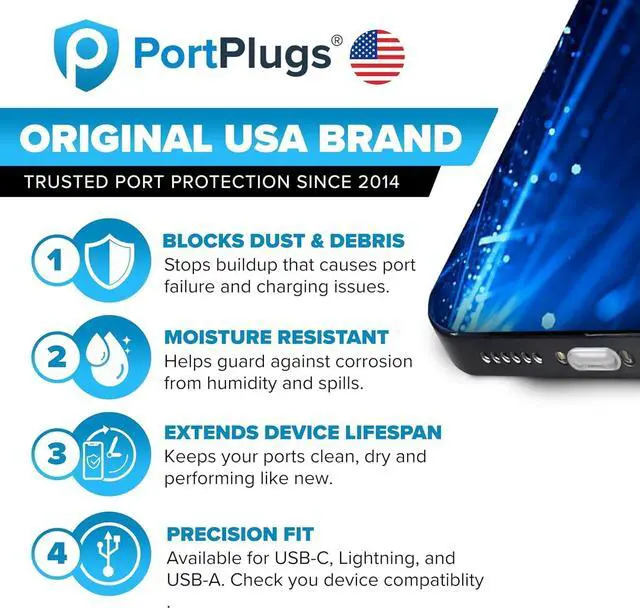 Alt view image 4 of 7 - PortPlugs Anti Dust Plugs - Compatible with iPhone 7, 8 Plus, X, XS & XR - Charging Port Covers with Cleaning Brush for Protection & Debris Block | 10 Pack (Black)