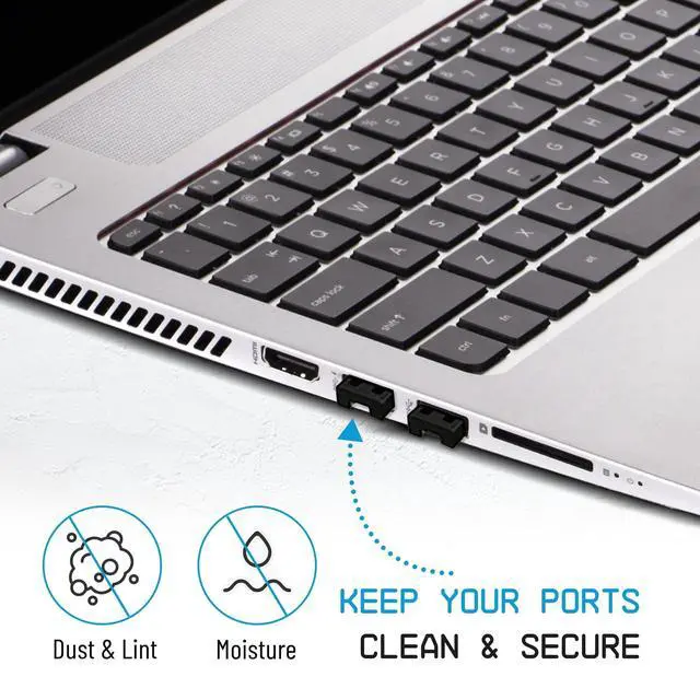 Alt view image 3 of 7 - PortPlugs USB-A Port Blockers - Key Lock Security for PC, Laptop & Notebook - Removable Dust & Moisture Resistant USB Type-A Shields | 10-Pack (Black)