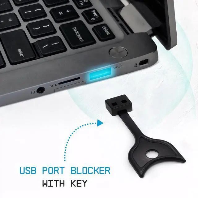 Alt view image 5 of 7 - PortPlugs USB-A Port Blockers - Key Lock Security for PC, Laptop & Notebook - Removable Dust & Moisture Resistant USB Type-A Shields | 10-Pack (Black)