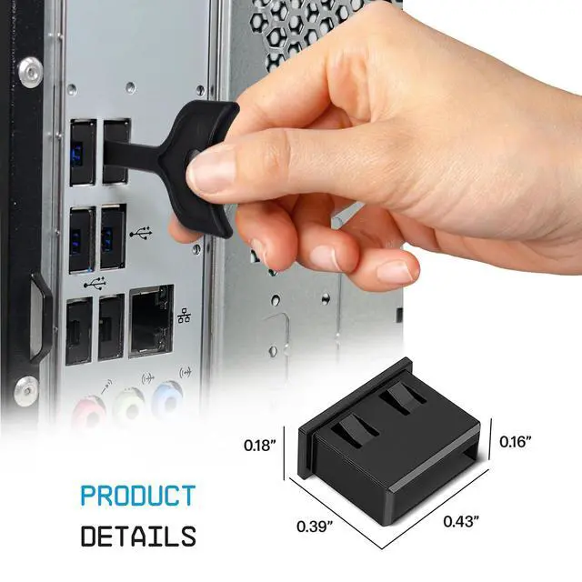 Alt view image 6 of 7 - PortPlugs USB-A Port Blockers - Key Lock Security for PC, Laptop & Notebook - Removable Dust & Moisture Resistant USB Type-A Shields | 10-Pack (Black)