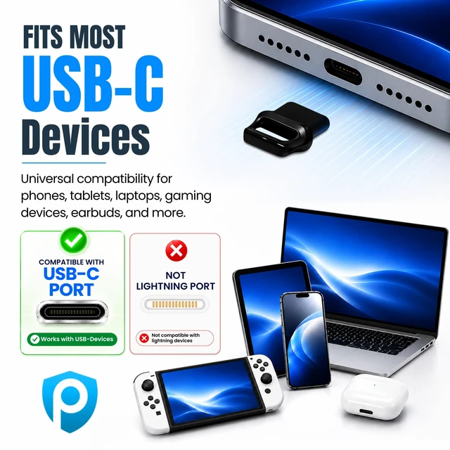 Alt view image 4 of 7 - USB C Dust Plugs 10 Pack with Easy Grip Tabs and Cleaning Brush, Black