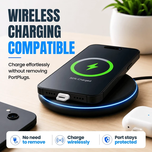 Alt view image 2 of 7 - USB-C Dust Plugs 50 Pack with Easy Grip Tabs and Cleaning Brush, Clear