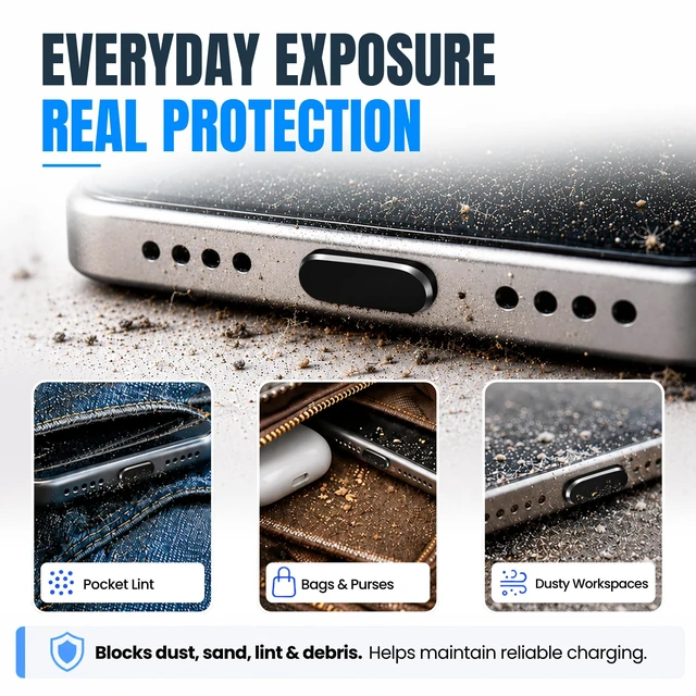 Alt view image 5 of 7 - USB C Dust Plugs 10 Pack, 5 Aluminum and 5 Silicone, Cleaning Brush, Black