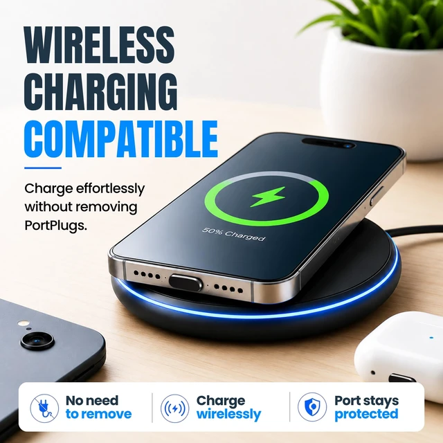 Alt view image 7 of 7 - USB C Dust Plugs 10 Pack, 5 Aluminum and 5 Silicone, Cleaning Brush, Black