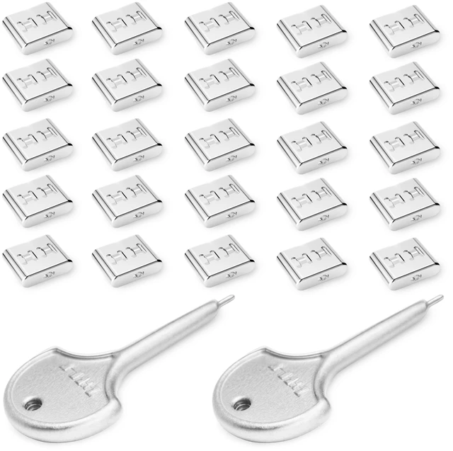 Main image of USB C Port Blockers 25 Pack, Stainless Steel Security Locks with 2 Keys