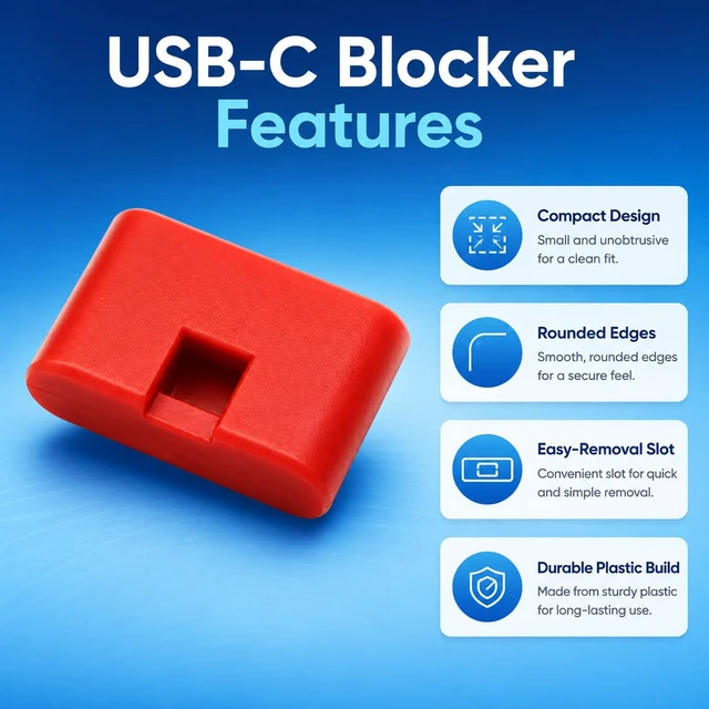 Alt view image 7 of 7 - USB-C Port Blockers 10 Pack with Secure Fit and Easy Removal, Red