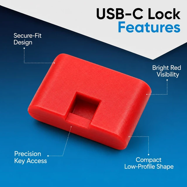 Alt view image 4 of 7 - USB-C Port Blockers 10 Pack with Secure Fit and Easy Removal, Red