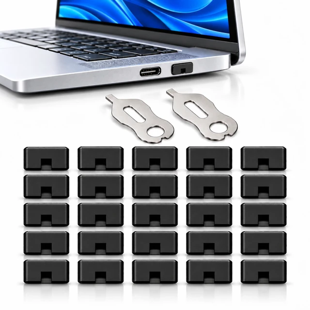 Alt view image 7 of 7 - USB-C Port Blockers 25 Pack with Secure Fit and Easy Removal, Black