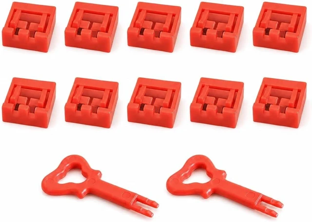 Main image of PortPlugs USB-A Port Blockers, 10 USB Port Locks, 2 Removal Keys, Red