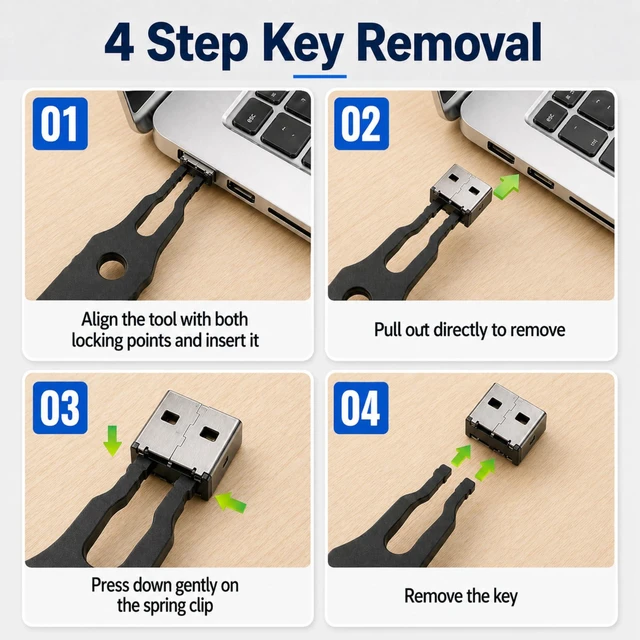 Main image of USB A Port Blockers 10 Pack, Two Point Zinc Alloy Locks, 1 Key, Black