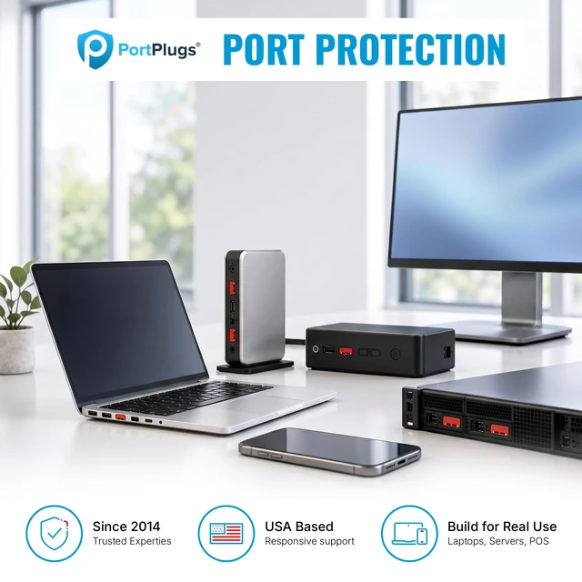 Alt view image 3 of 7 - USB A Port Blockers 10 Pack, Two Point Zinc Alloy Locks, 1 Key, Red
