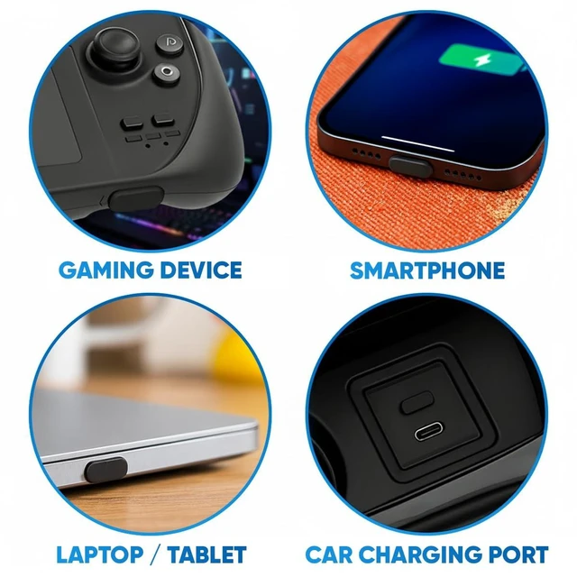 Alt view image 6 of 7 - PortPlugs Aluminum Dust Plugs, 2 Pieces with 2 Holders and 1 Cleaning Brush, Compatible with iPhone and iPad Charging Ports - Gunmetal