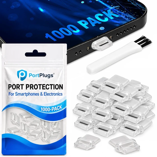 Alt view image 6 of 7 - PortPlugs USB-C Dust Plugs 1000 Pack, Easy-Grip Tabs, Case Friendly - Clear