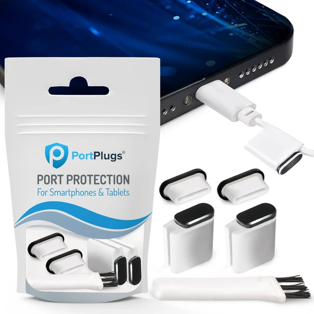 Alt view image 6 of 7 - PortPlugs USB-C Aluminum Dust Plugs, 2 Pieces with Holder and Cleaning Brush, Compatible with USB-C Devices - Black