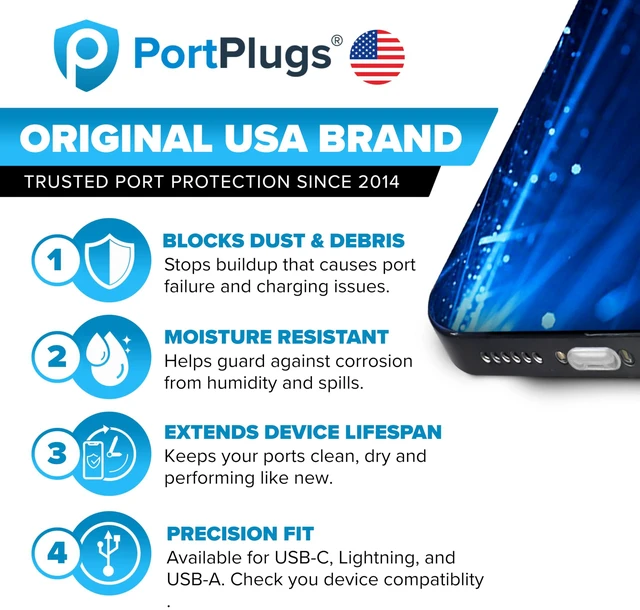 Alt view image 4 of 7 - PortPlugs USB-C Aluminum Dust Plugs, 2 Pieces with Holder and Cleaning Brush, Compatible with USB-C Devices - Black