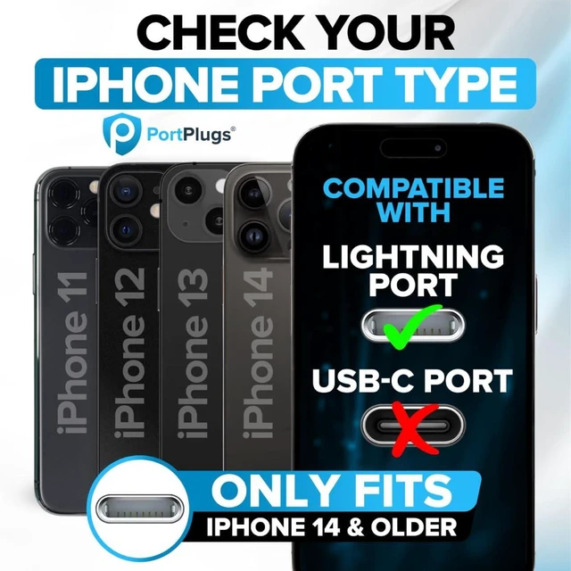 Alt view image 3 of 7 - PortPlugs Lightning Dust Plugs, 10 Pieces with Easy-Grip Tabs and Cleaning Brush, Compatible with iPhone Lightning Devices - Black