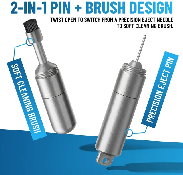 Alt view image 4 of 7 - PortPlugs SIM Card Ejector Tool and Charging Port Cleaning Brush Keychain