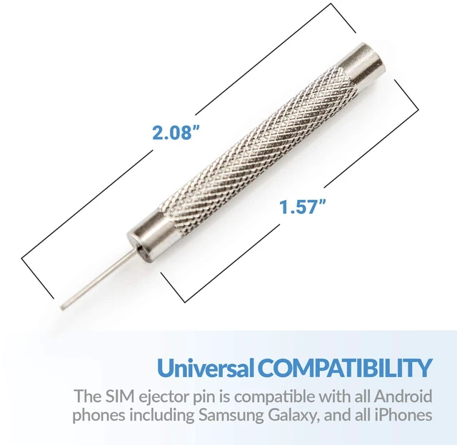 Alt view image 3 of 7 - PortPlugs SIM Card Ejector Tool 6 Pack with Textured Grip and Cleaning Brush - Silver