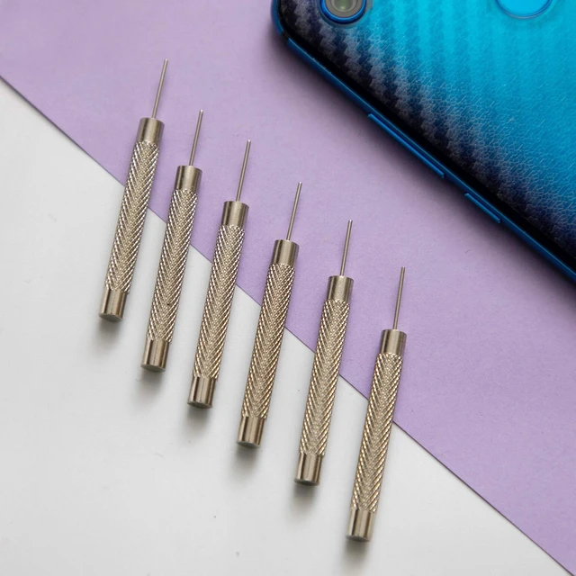Alt view image 7 of 7 - PortPlugs SIM Card Ejector Tool 6 Pack with Textured Grip and Cleaning Brush - Silver
