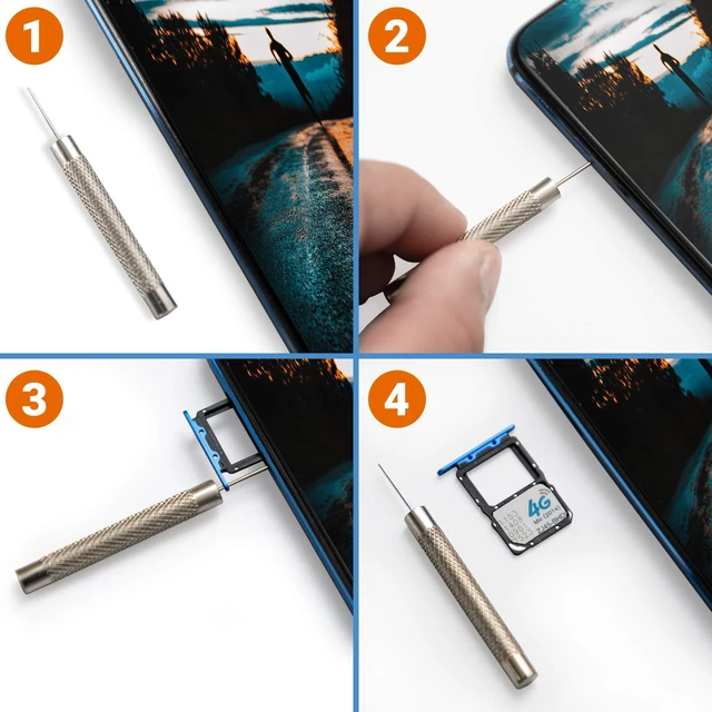 Alt view image 2 of 7 - PortPlugs SIM Card Ejector Tool 6 Pack with Textured Grip and Cleaning Brush - Silver