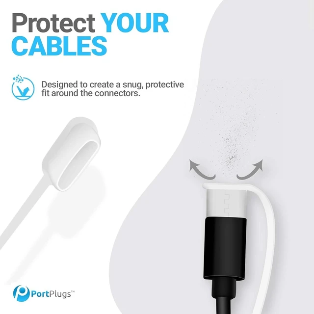 Alt view image 4 of 6 - PortPlugs USB-C Cable Dust Caps, 10 Pieces with Integrated Tether, Compatible with Most USB-C Cables - Clear