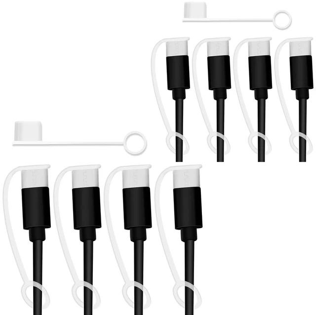Alt view image 5 of 6 - PortPlugs USB-C Cable Dust Caps, 10 Pieces with Integrated Tether, Compatible with Most USB-C Cables - Clear
