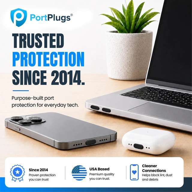 Alt view image 3 of 5 - PortPlugs USB-C and 3.5mm Dust Plugs, 5 Pairs with SIM Tool and Cleaning Brush, Compatible with USB-C Ports and Headphone Jacks - Clear
