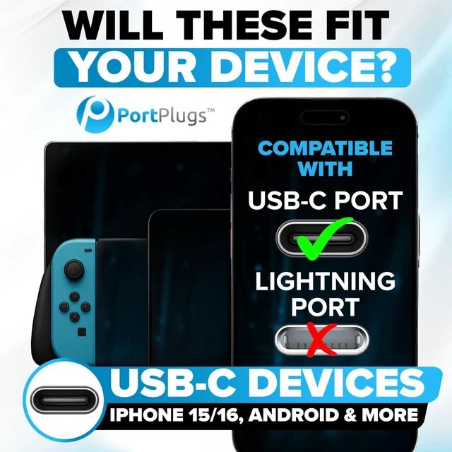 Alt view image 3 of 7 - PortPlugs USB-C Aluminum Dust Plug with Holder, SIM Ejector Tool and Cleaning Brush