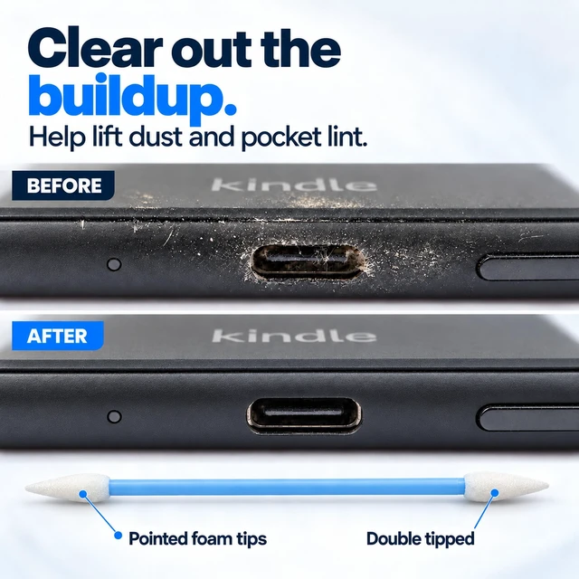 Alt view image 6 of 7 - PortPlugs Double-Tipped Precision Foam Cleaning Swabs, 100 Pack, Lint-Free, for Electronics, Smartphones, USB-C Ports - Tablets & Earbuds
